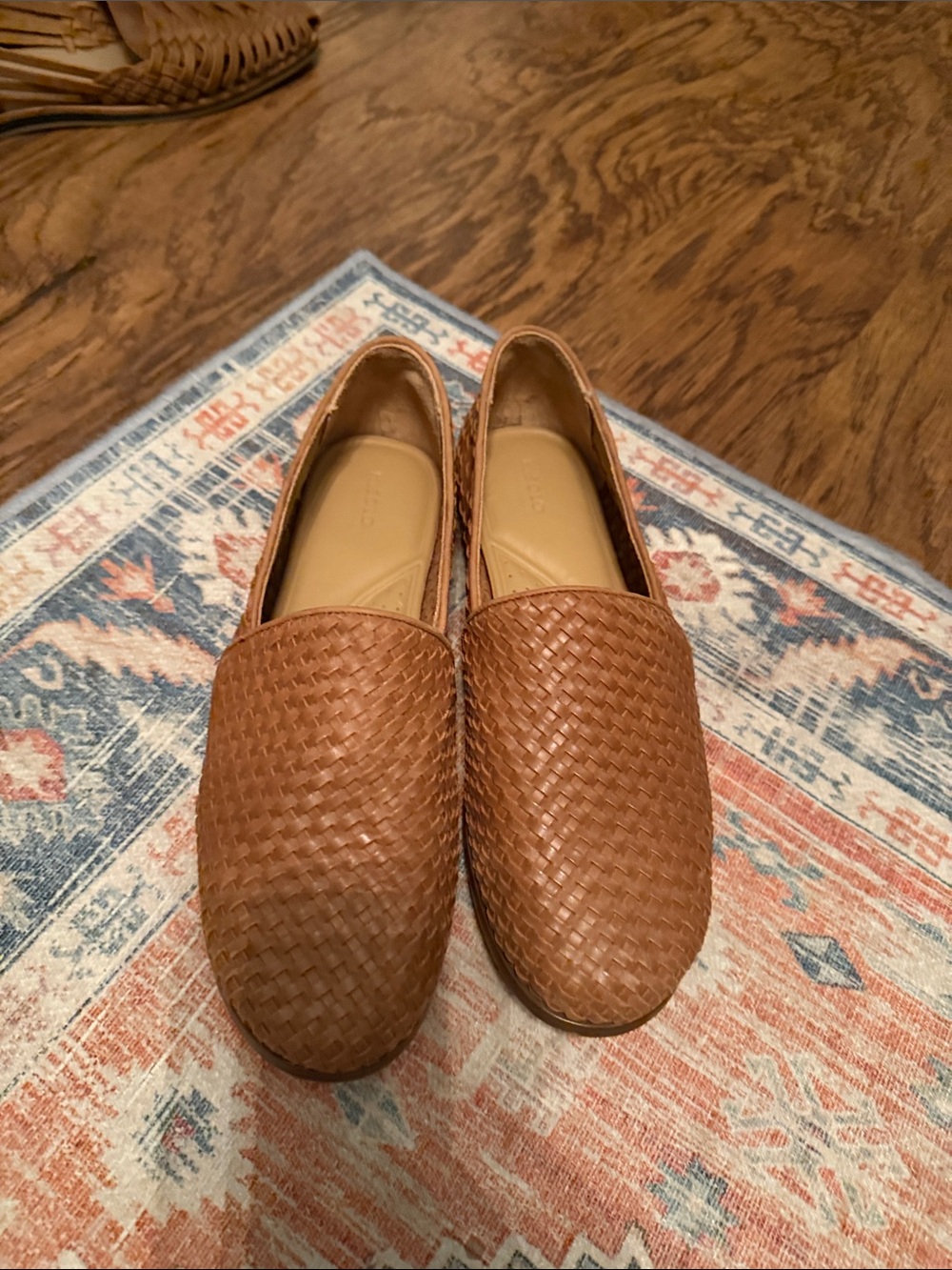 Nisolo Woven Leather Slip-Ons in Tan Brown